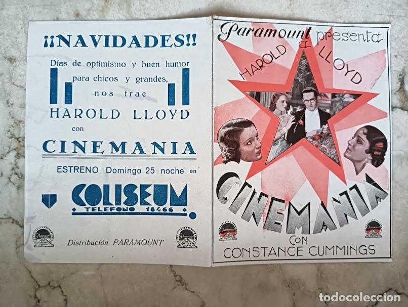 Cine: PTCC 191 CINEMANIA PROGRAMA DOBLE PARAMOUNT HAROLD LLOYD CONSTANCE CUMMINGS - Foto 2
