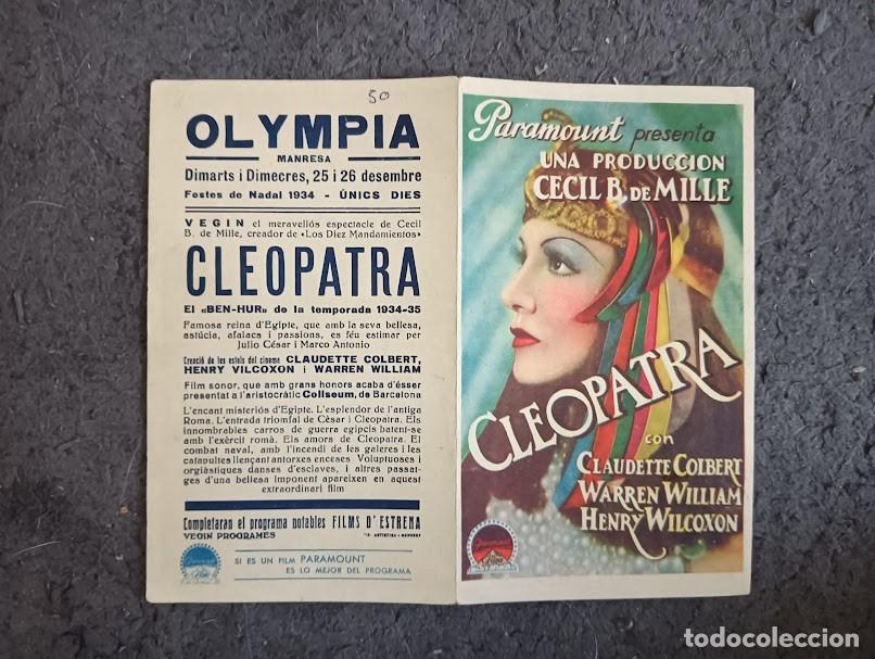 Cine: PTCC 191 CLEOPATRA PROGRAMA DOBLE PARAMOUNT CLAUDETTE COLBERT CECIL B. DEMILLE - Foto 1