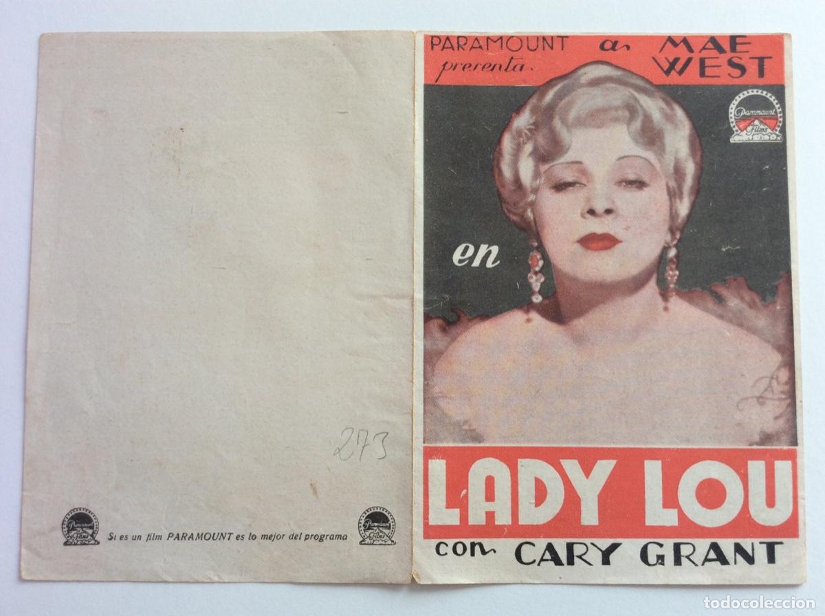Folhetos de m&atilde;o de filmes antigos de cinema: PROGRAMA DOBLE SIN CINE IMPRESO PARAMOUNT INTERIOR ROJO LADY LOU MAE WEST CARY GRANT