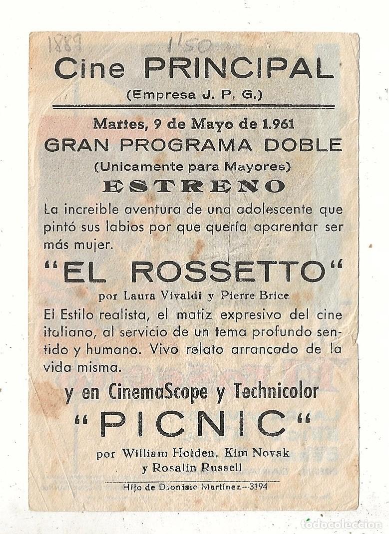 Cine: EL ROSSETTO (LAPIZ DE LABIOS) - PROGRAMA - FOLLETO DE CINE - Foto 2
