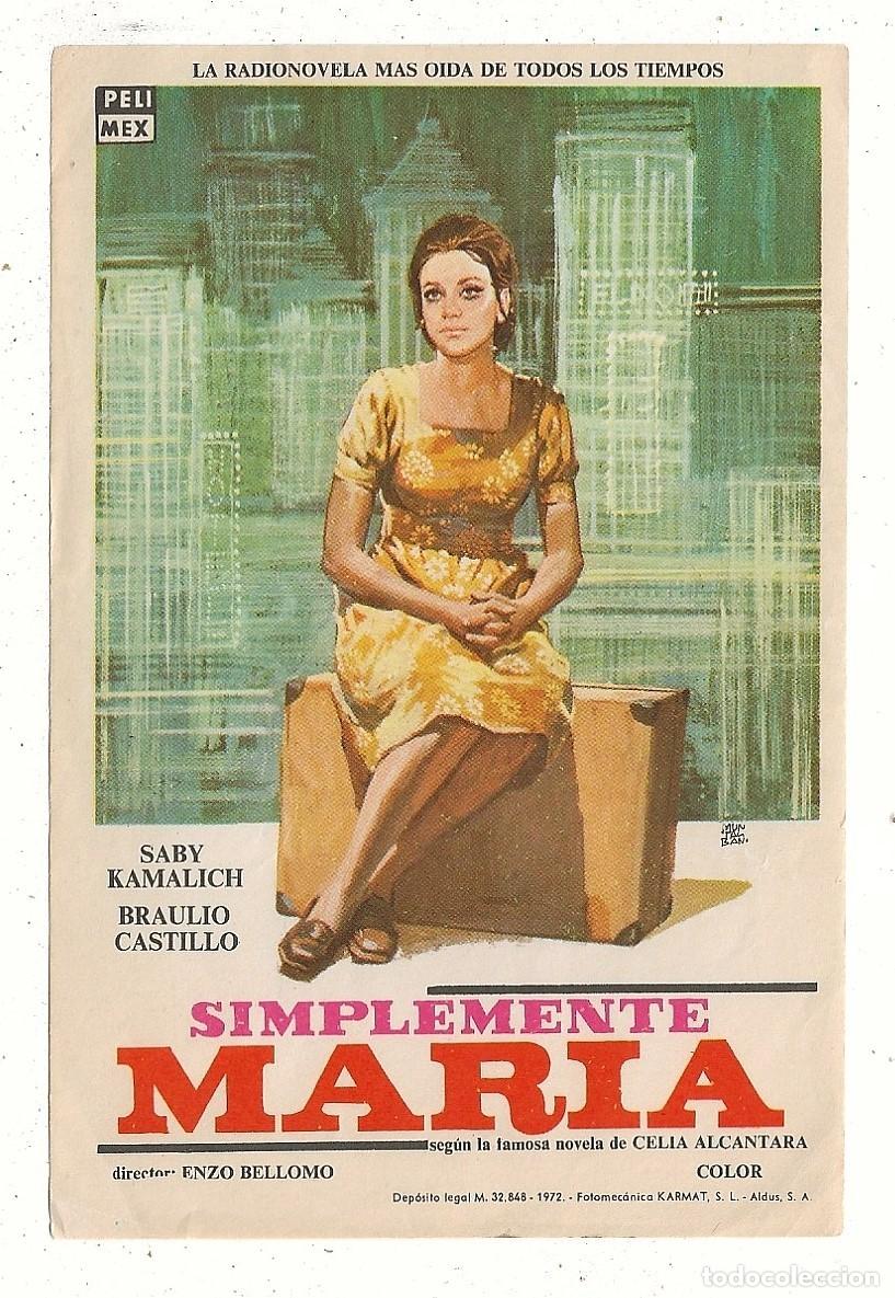 Cine: SIMPLEMENTE MARIA - PROGRAMA - FOLLETO DE CINE - SABY CARMALICH, BRAULIO CASTILLO - Foto 1