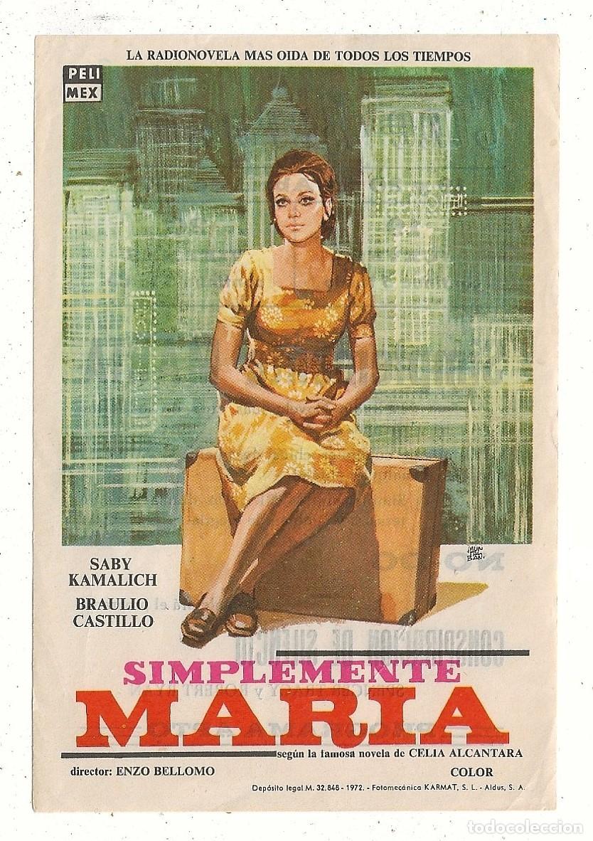 Cine: SIMPLEMENTE MARIA - PROGRAMA - FOLLETO DE CINE - SABY CARMALICH, BRAULIO CASTILLO - Foto 1