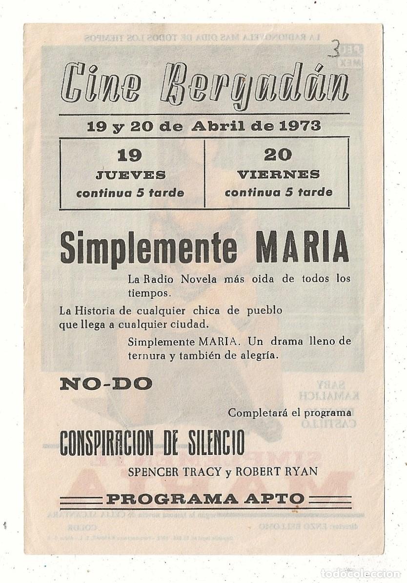 Cine: SIMPLEMENTE MARIA - PROGRAMA - FOLLETO DE CINE - SABY CARMALICH, BRAULIO CASTILLO - Foto 2