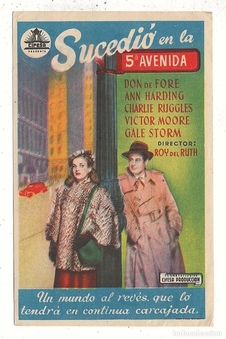Cine: SUCEDIO EN LA 5&ordf; AVENIDA - PROGRAMA - FOLLETO DE CINE - DON DE FORE, ANN HARDING - Foto 1