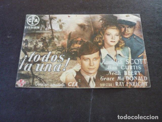 Cine: TODOS A UNA PROGRAMA DE MANO SIN PUBLICIDAD - Foto 1