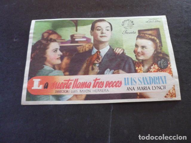 Cine: LA SUERTE LLAMA TRES VECES PROGRAMA DE MANO SIN PUBLICIDAD - Foto 1