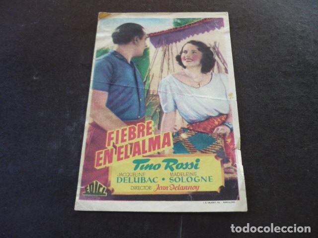 Cine: FIEBRE EN EL ALMA PROGRAMA DE MANO SIN PUBLICIDAD - Foto 1