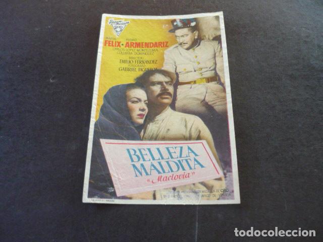 Cine: BELLEZA MALDITA PROGRAMA DE MANO SIN PUBLICIDAD - Foto 1