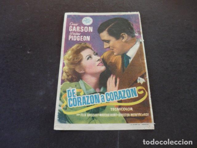 Cine: DE CORAZON A CORAZON PROGRAMA DE MANO CON PUBLICIDAD CINEMA ROXY VALLADOLID - Foto 1
