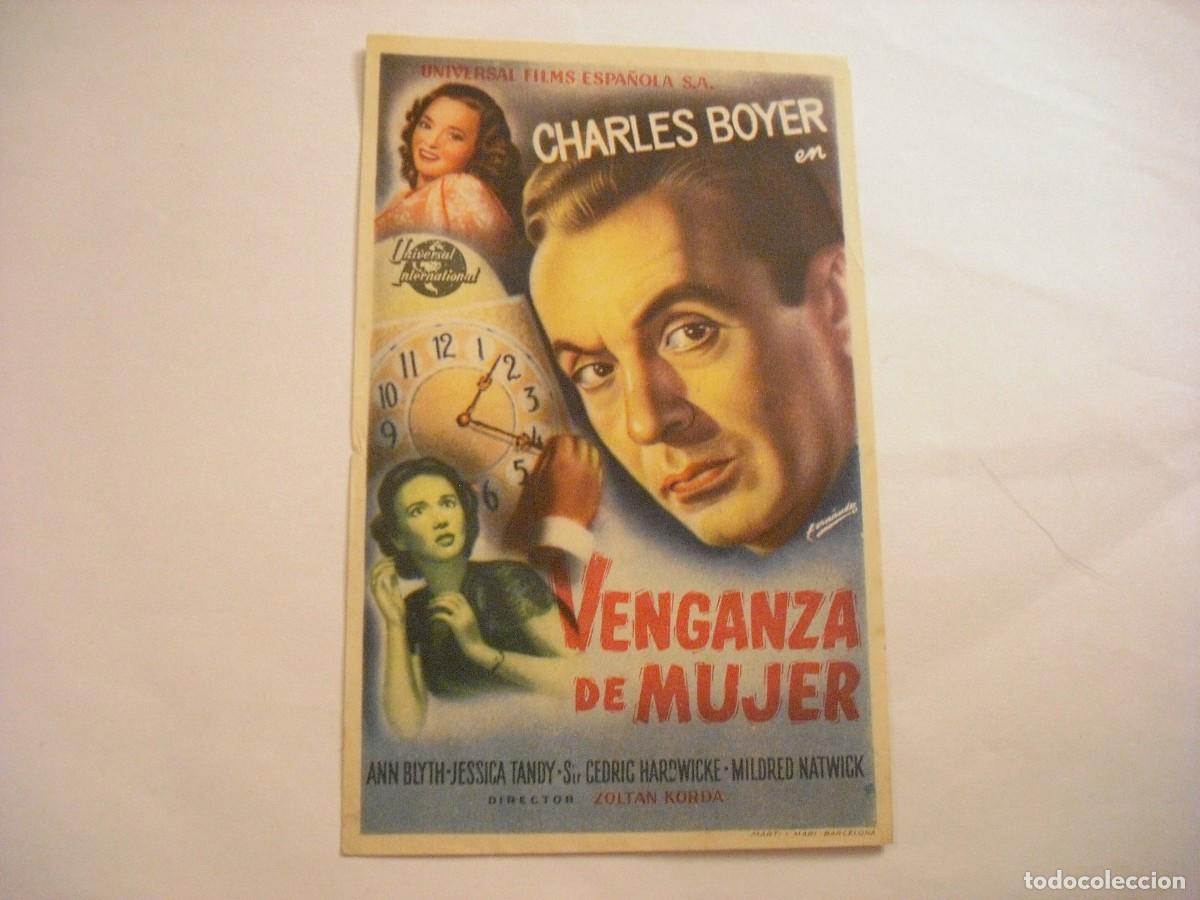 Folhetos de m&atilde;o de filmes antigos de cinema: VENGANZA DE MUJER , CHARLES BOYER , SIN PUBLICIDAD