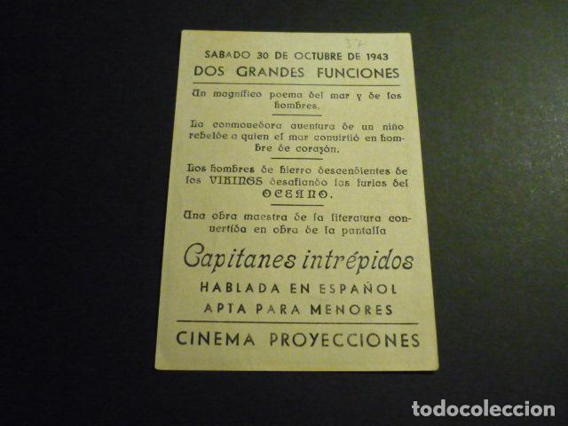 Cine: CAPITANES INTREPIDOS PROGRAMA DE MANO CON PUBLICIDAD CINEMA PROYECCIONES - Foto 2