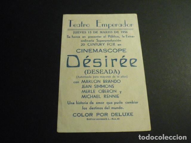 Cine: DESIR&Eacute;E PROGRAMA DE MANO CON PUBLICIDAD TEATRO EMPERADOR LEON - Foto 2