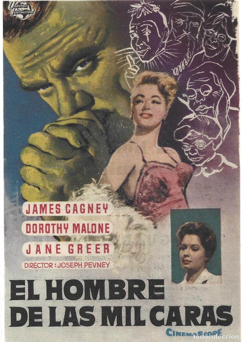 Folhetos de m&atilde;o de filmes antigos de cinema: FOLLETO DE CINE DE EL HOMBRE DE LAS MIL CARAS PUBLICIDAD CINE ATENEO Y CINE CATALU&Ntilde;A