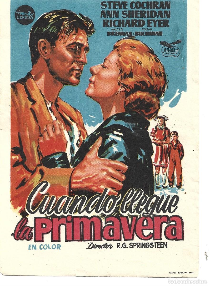 Folhetos de m&atilde;o de filmes antigos de cinema: FOLLETO DE MANO CINE PU&Ntilde;O DEL CINE VALLADOLID CUANDO LLEGUE LA PRIMAVERA
