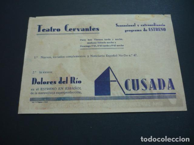 Cine: ACUSADA PROGRAMA DE CINE CON PUBLICIDAD TEATRO CERVANTES CACERES - Foto 2