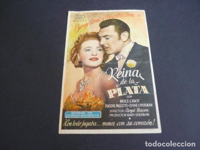 Folhetos de m&atilde;o de filmes antigos de cinema: REINA DE LA PLATA PROGRAMA DE CINE CON PUBLICIDAD CINE ALCANTARA MADRID