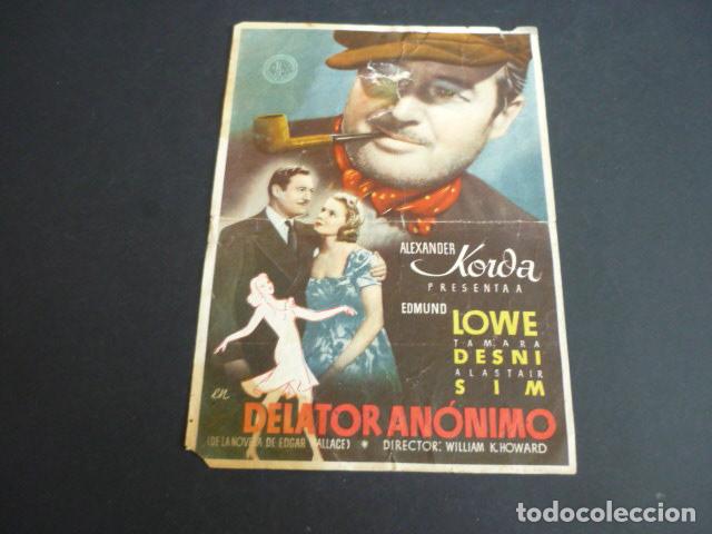 Cine: DELATOR ANONIMO PROGRAMA DE CINE SIN PUBLICIDAD - Foto 1