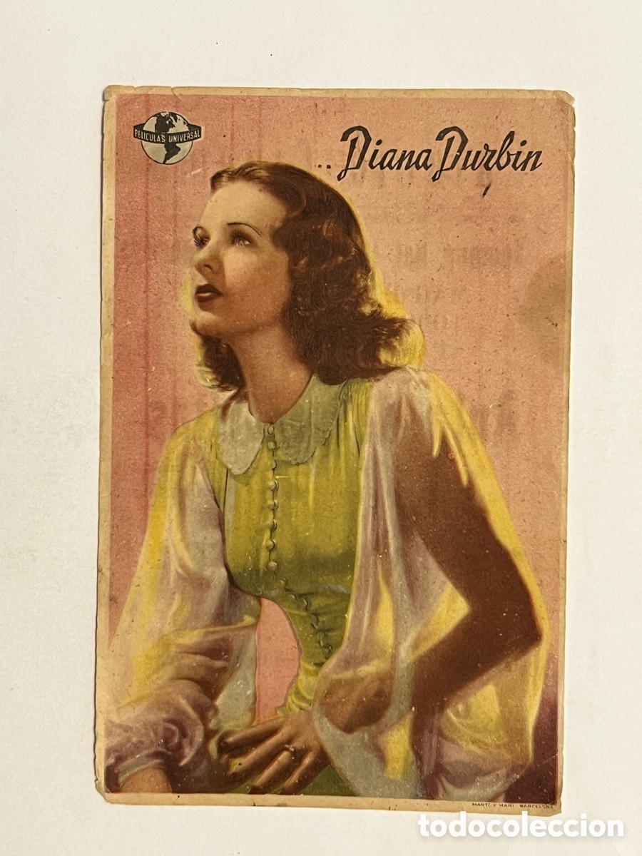 Folhetos de m&atilde;o de filmes antigos de cinema: DIANA DURBIN. Pal&aacute;cio Cinema Valencia. Programa de mano.. Aula de Se&ntilde;oritas (h.1936?)