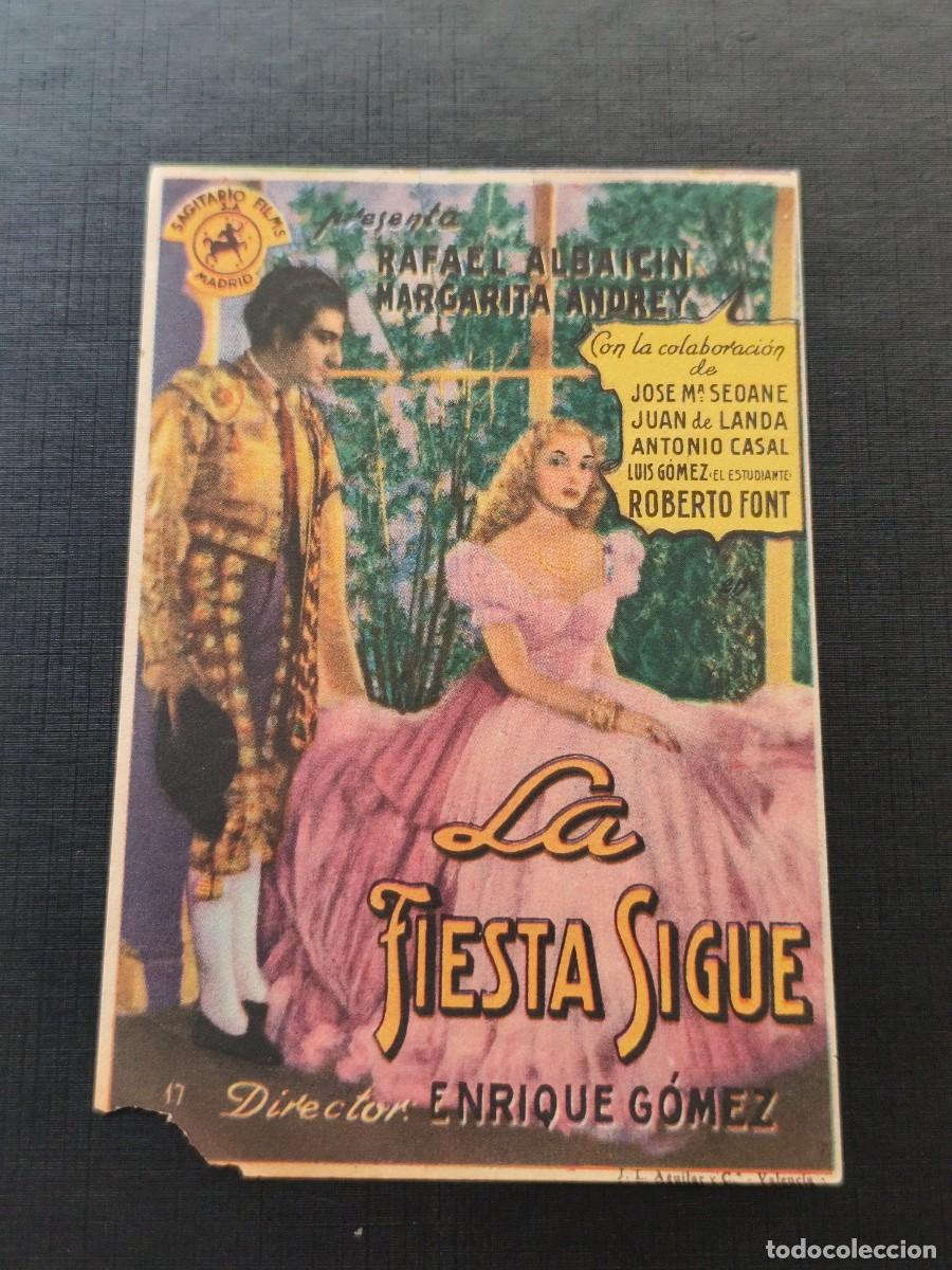 Folhetos de m&atilde;o de filmes antigos de cinema: La fiesta sigue s/p .