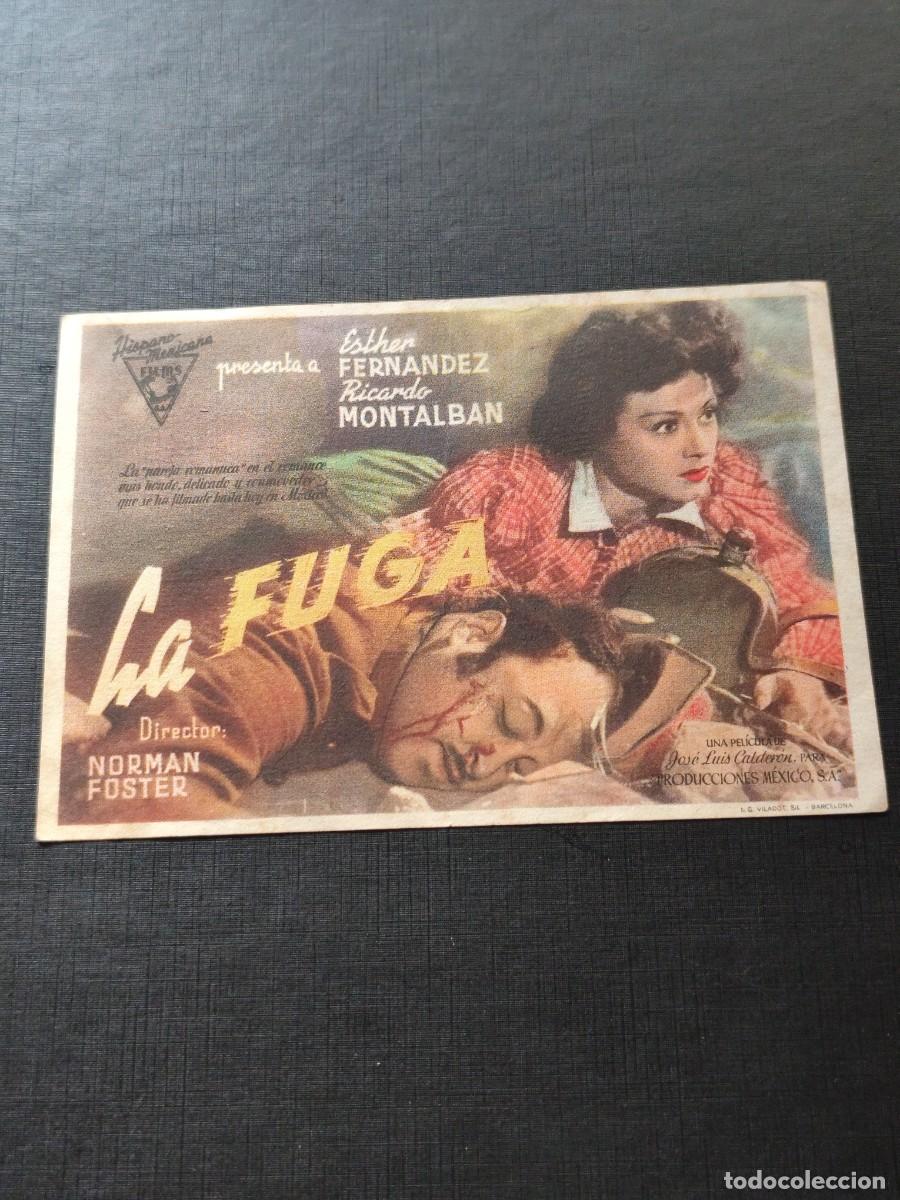 Folhetos de m&atilde;o de filmes antigos de cinema: La fuga con publicidad Cinema La Rambla y Teatro Principal Tarrasa