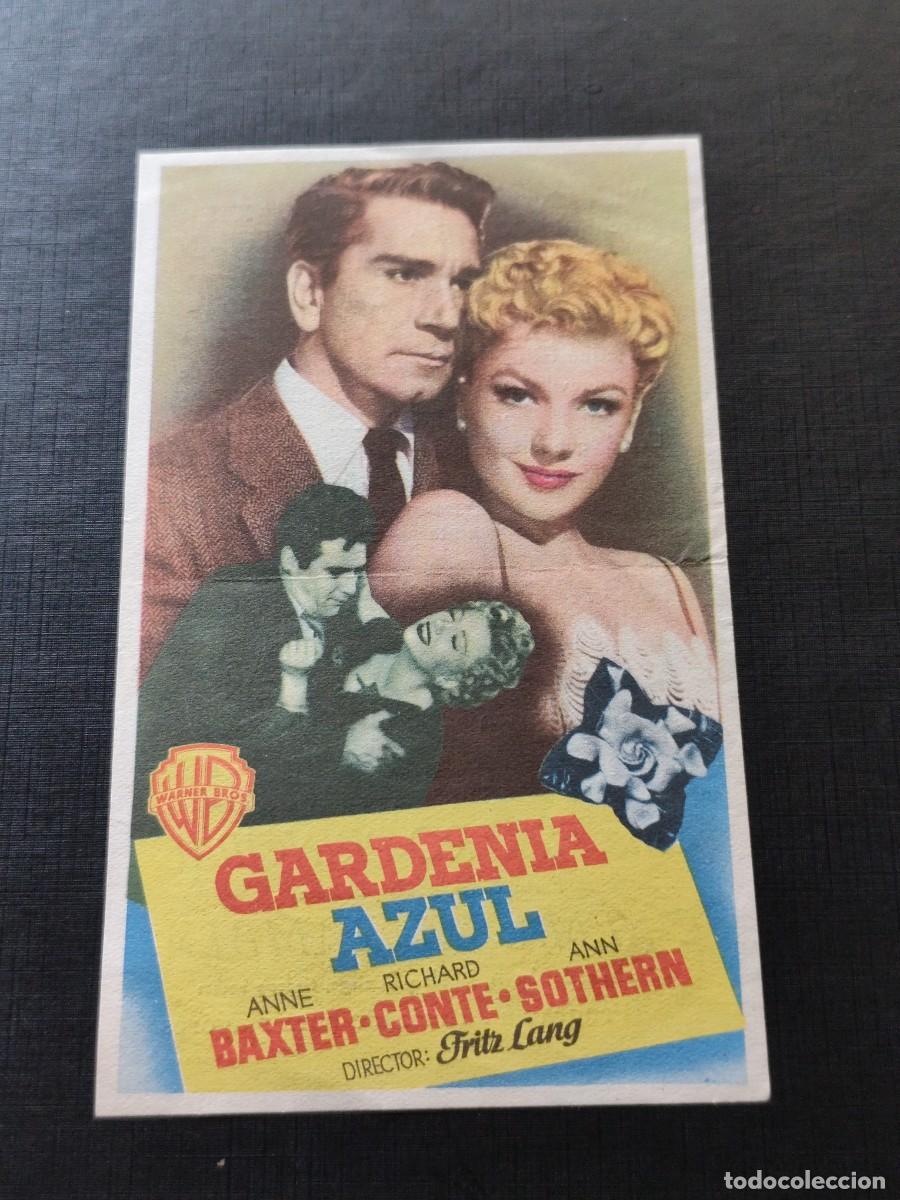 Folhetos de m&atilde;o de filmes antigos de cinema: Gardenia azul con publicidad Cinema La Rambla y Teatro Principal Tarrasa