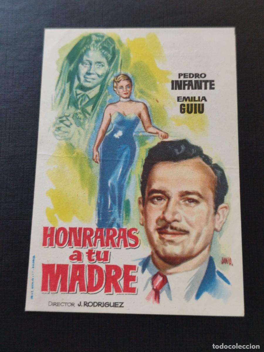 Folhetos de m&atilde;o de filmes antigos de cinema: Honrar&aacute;s a tu madre con publicidad Cinema Las Ramblas y Teatro Principal Tarrasa