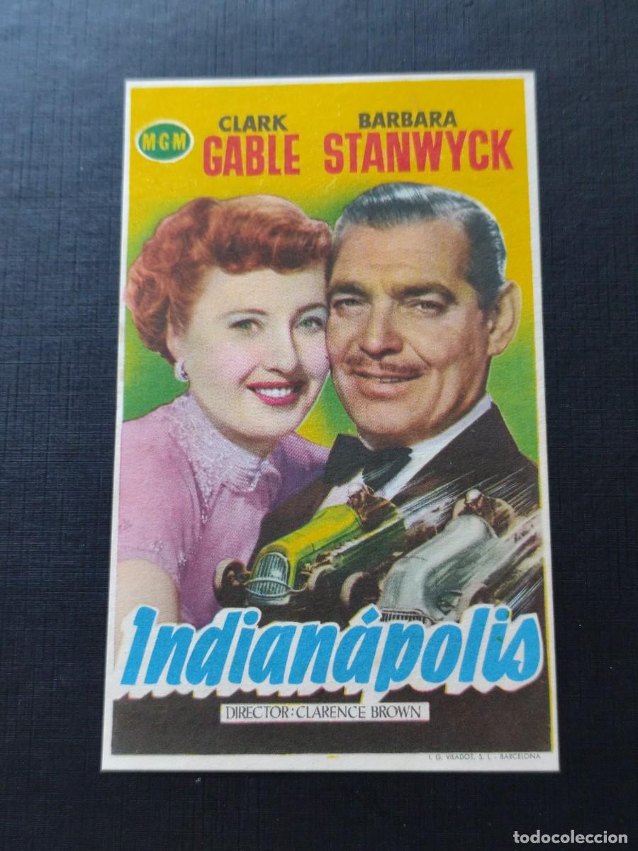 Folhetos de m&atilde;o de filmes antigos de cinema: Indianapolis con publicidad Cinema La Ray Teatro Principal Tarrasa