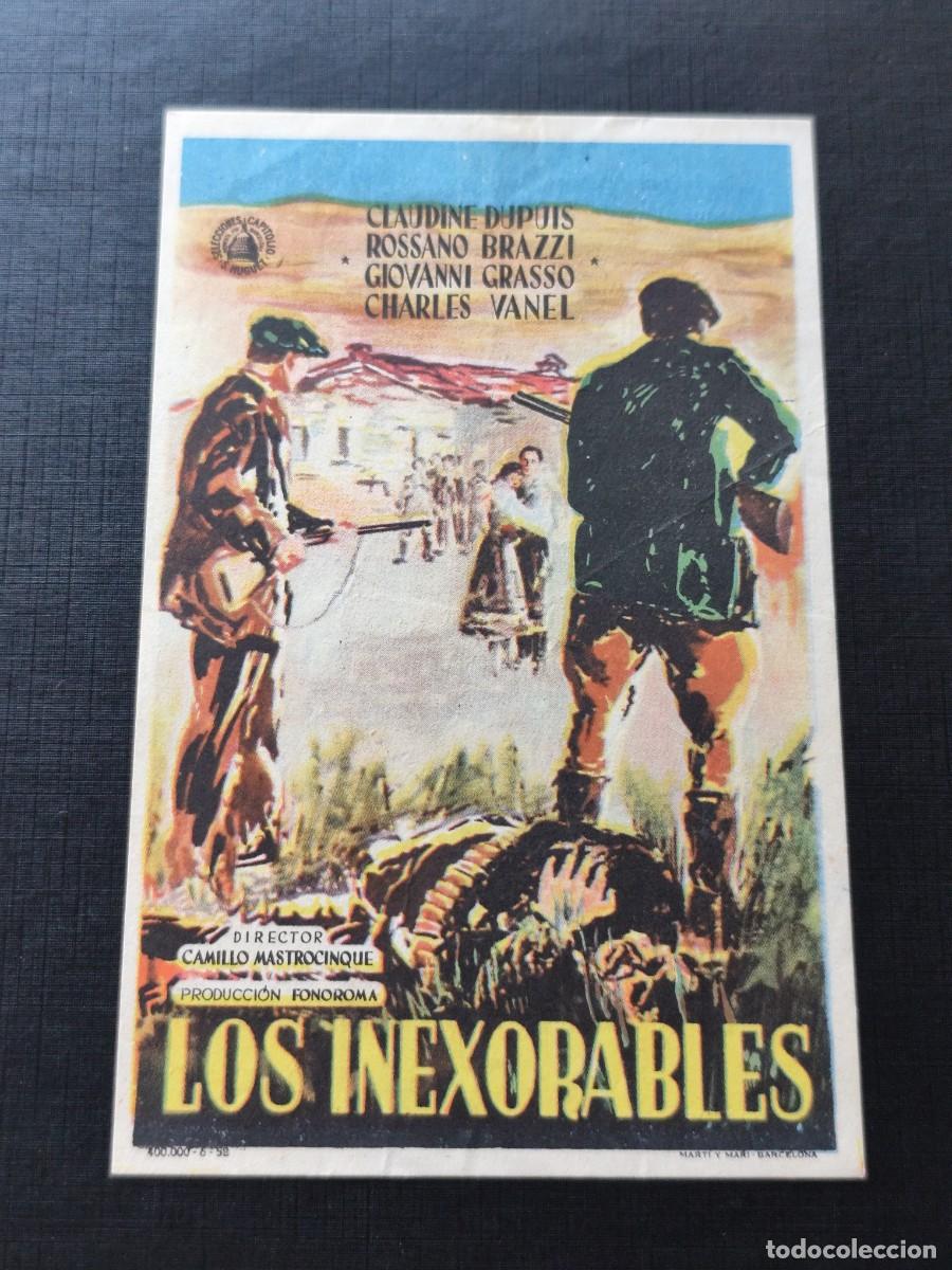 Folhetos de m&atilde;o de filmes antigos de cinema: Los inexorables con publicidad Cinema Recreo Tarrasa