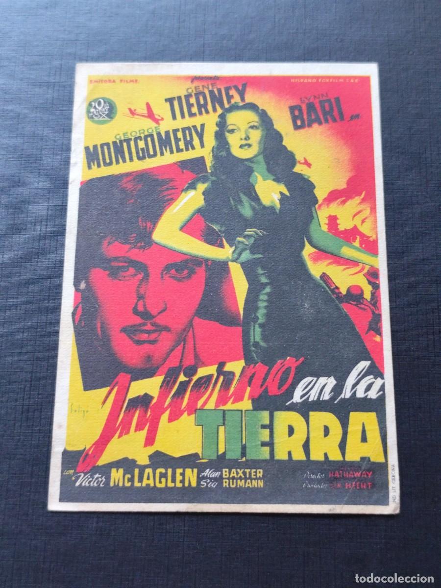 Folhetos de m&atilde;o de filmes antigos de cinema: Infierno en la tierra S/P