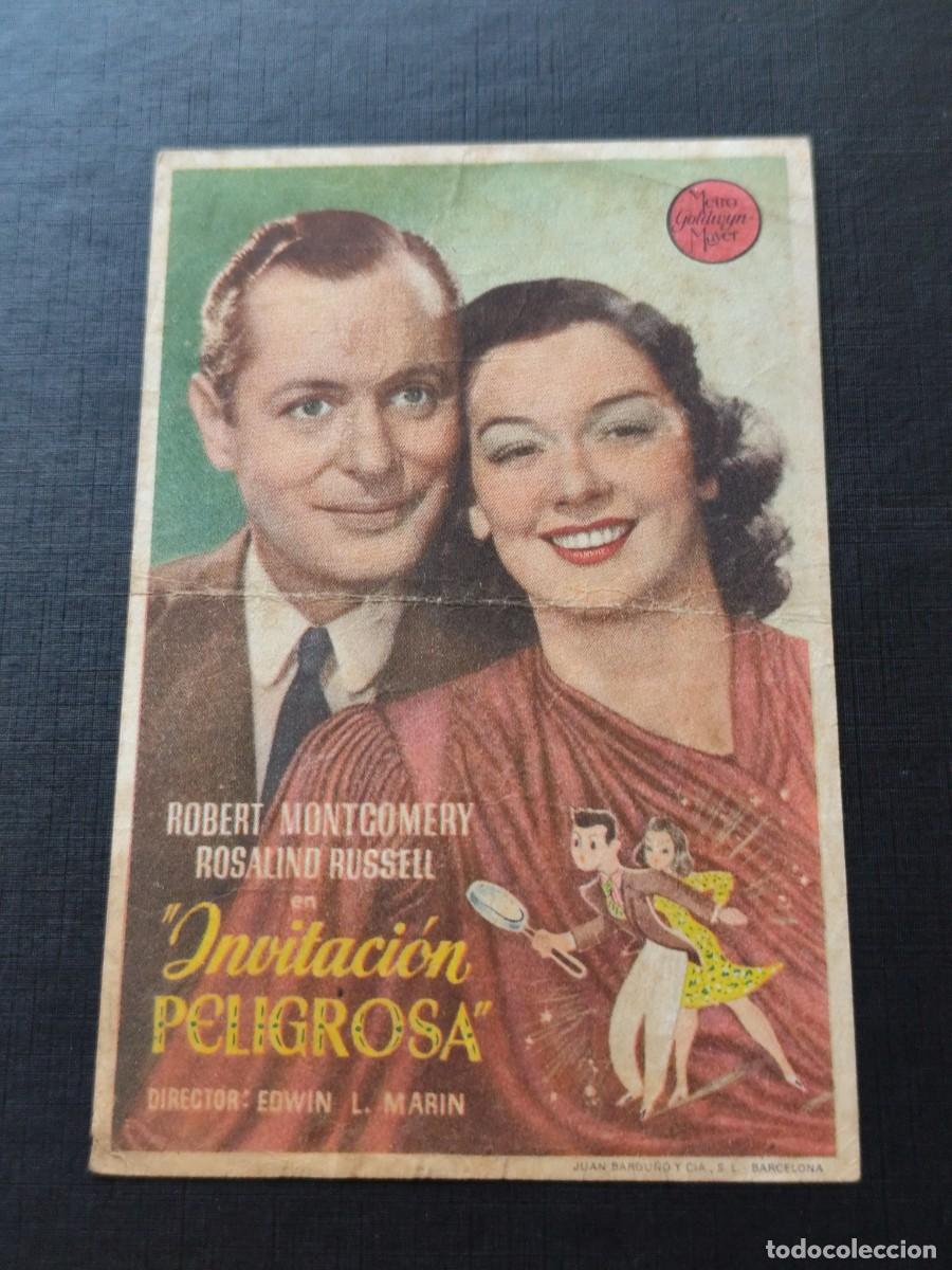 Folhetos de m&atilde;o de filmes antigos de cinema: Invitaci&oacute;n peligrosa con publicidad Sal&oacute;n Imperial