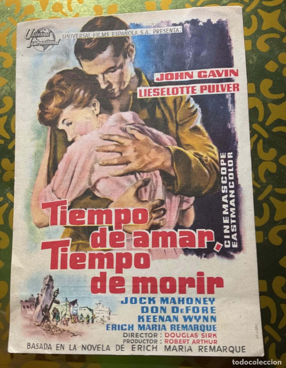 Folhetos de m&atilde;o de filmes antigos de cinema: FOLLETO DE MANO TIEMPO DE AMAR, TIEMPO DE MORIR. PUBLICIDAD EMPRESA LAS ARENAS
