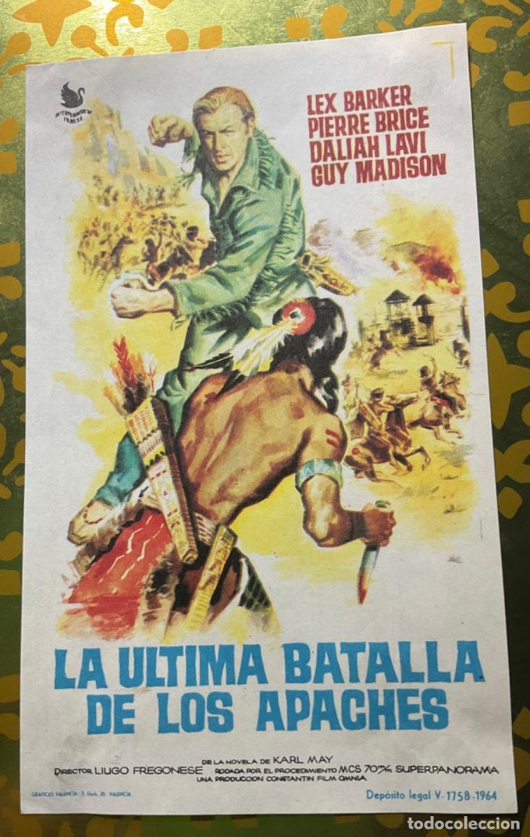 Kino: FOLLETO DE MANO LA ULTIMA BATALLA DE LOS APACHES. SIN PUBLICIDAD
