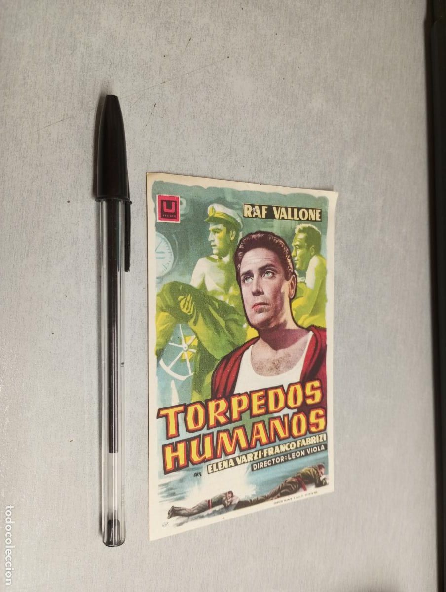 Folhetos de m&atilde;o de filmes antigos de cinema: TORPEDOS HUMANOS / PROGRAMA SENCILLO - PUBLICIDAD IMPERIAL, TEATRO CHAP&Iacute;, VILLENA