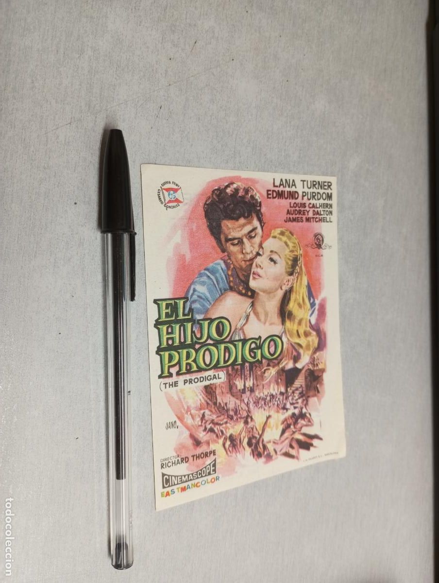 Folhetos de m&atilde;o de filmes antigos de cinema: EL HIJO PR&Oacute;DIGO / LANA TURNER / PROGRAMA SENCILLO - PUBLICIDAD CINE CERVANTES, VILLENA 1959