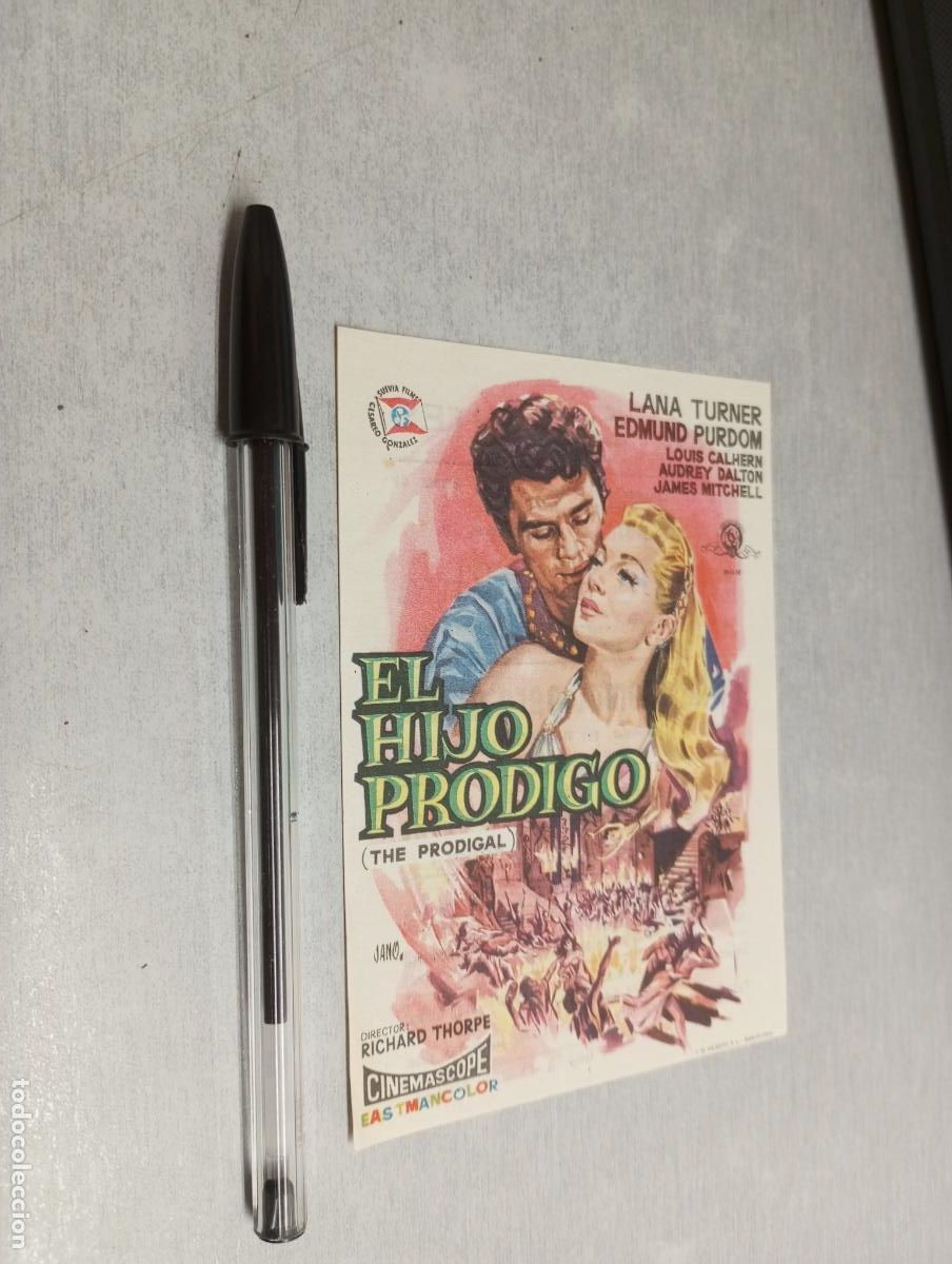 Folhetos de m&atilde;o de filmes antigos de cinema: EL HIJO PR&Oacute;DIGO / LANA TURNER / PROGRAMA SENCILLO - PUBLICIDAD CINE CERVANTES, VILLENA 1959