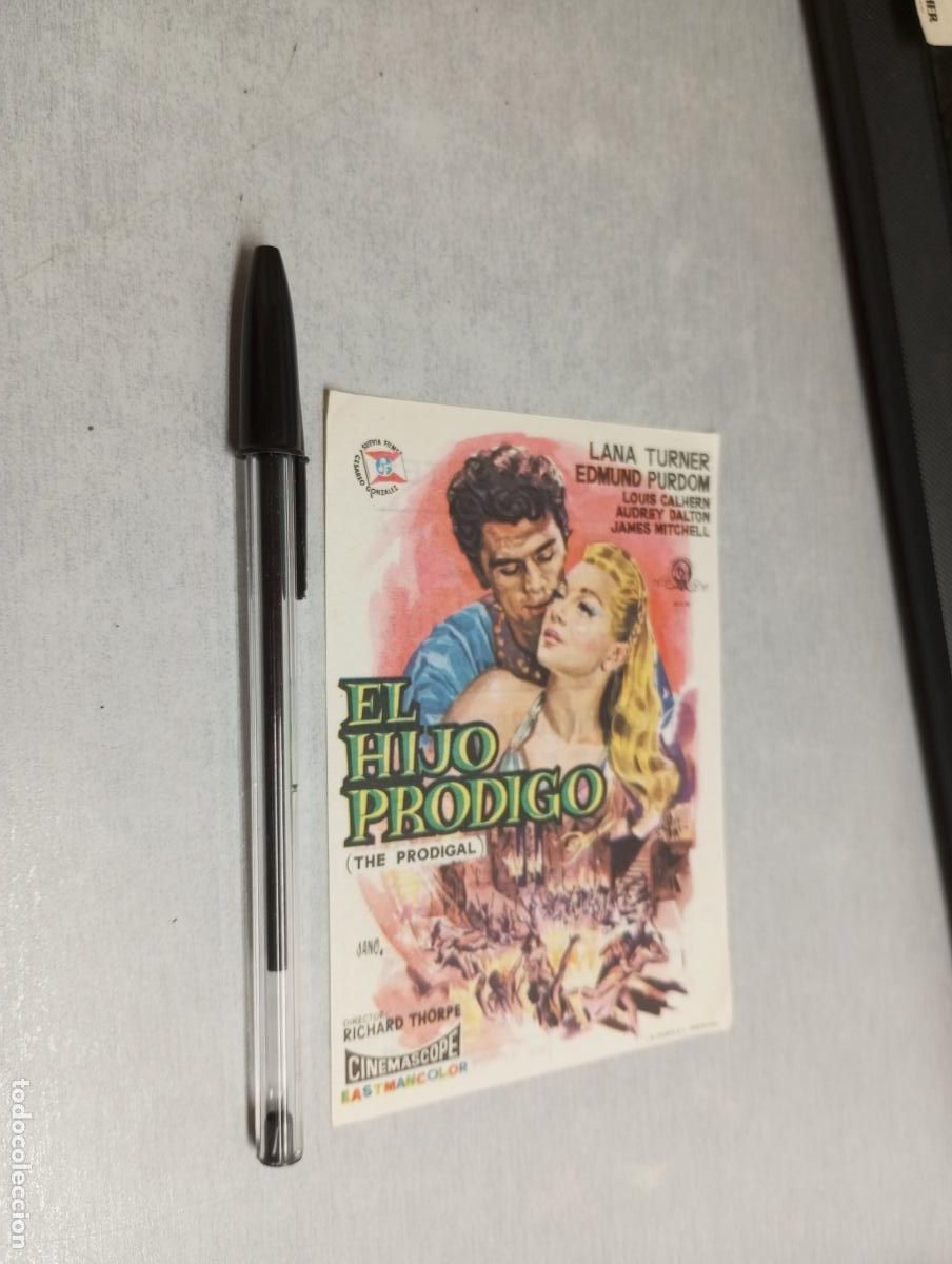 Folhetos de m&atilde;o de filmes antigos de cinema: EL HIJO PR&Oacute;DIGO / LANA TURNER / PROGRAMA SENCILLO - PUBLICIDAD CINE CERVANTES, VILLENA 1959