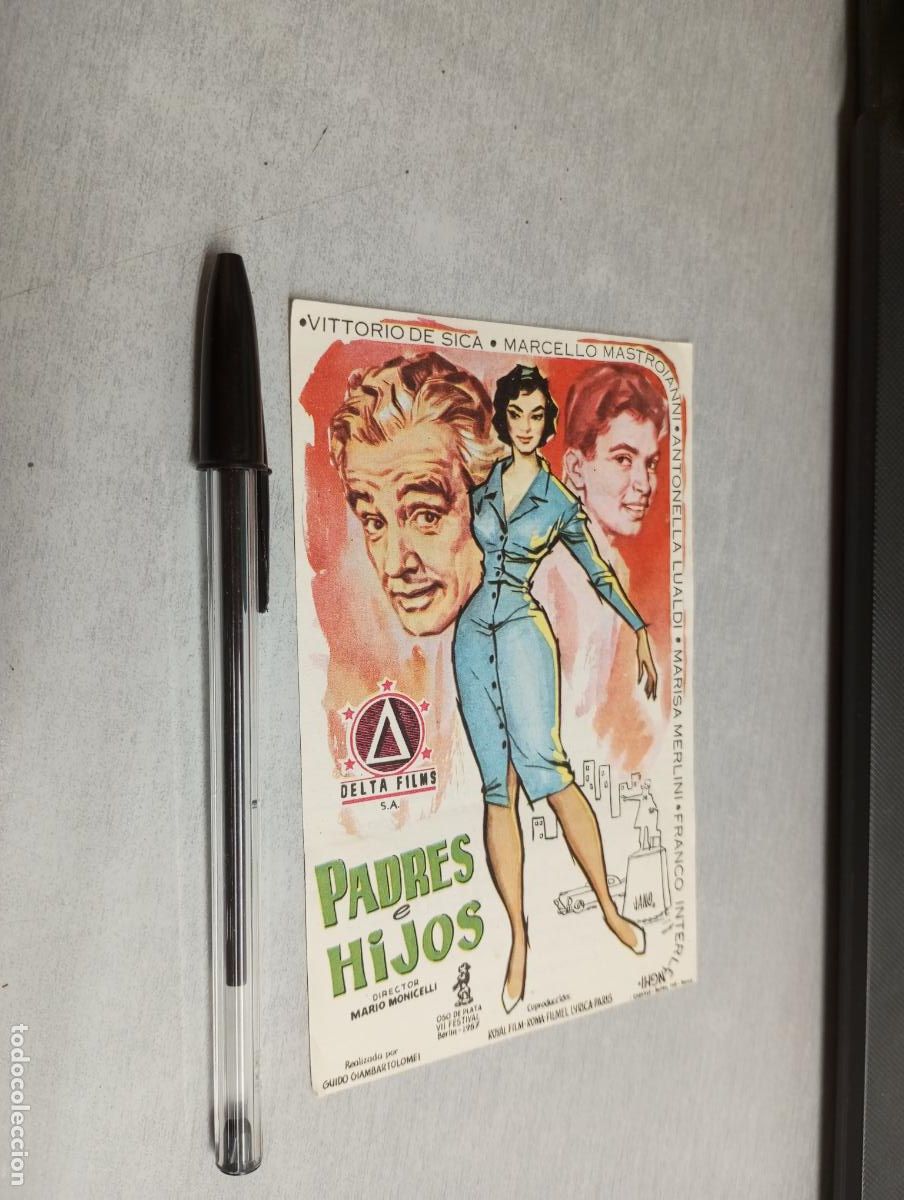 Folhetos de m&atilde;o de filmes antigos de cinema: PADRES E HIJOS / PROGRAMA SENCILLO - PUBLICIDAD CINE CERVANTES, VILLENA 1959