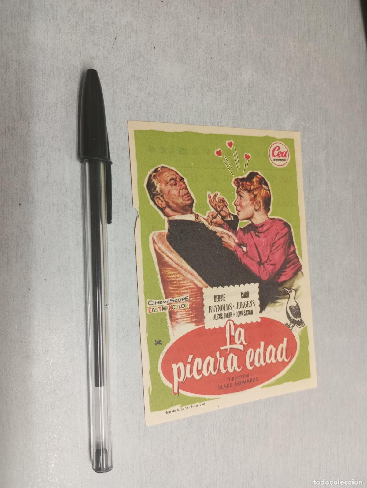Folhetos de m&atilde;o de filmes antigos de cinema: LA P&Iacute;CARA EDAD / PROGRAMA SENCILLO - PUBLICIDAD CINE CERVANTES, VILLENA 1959