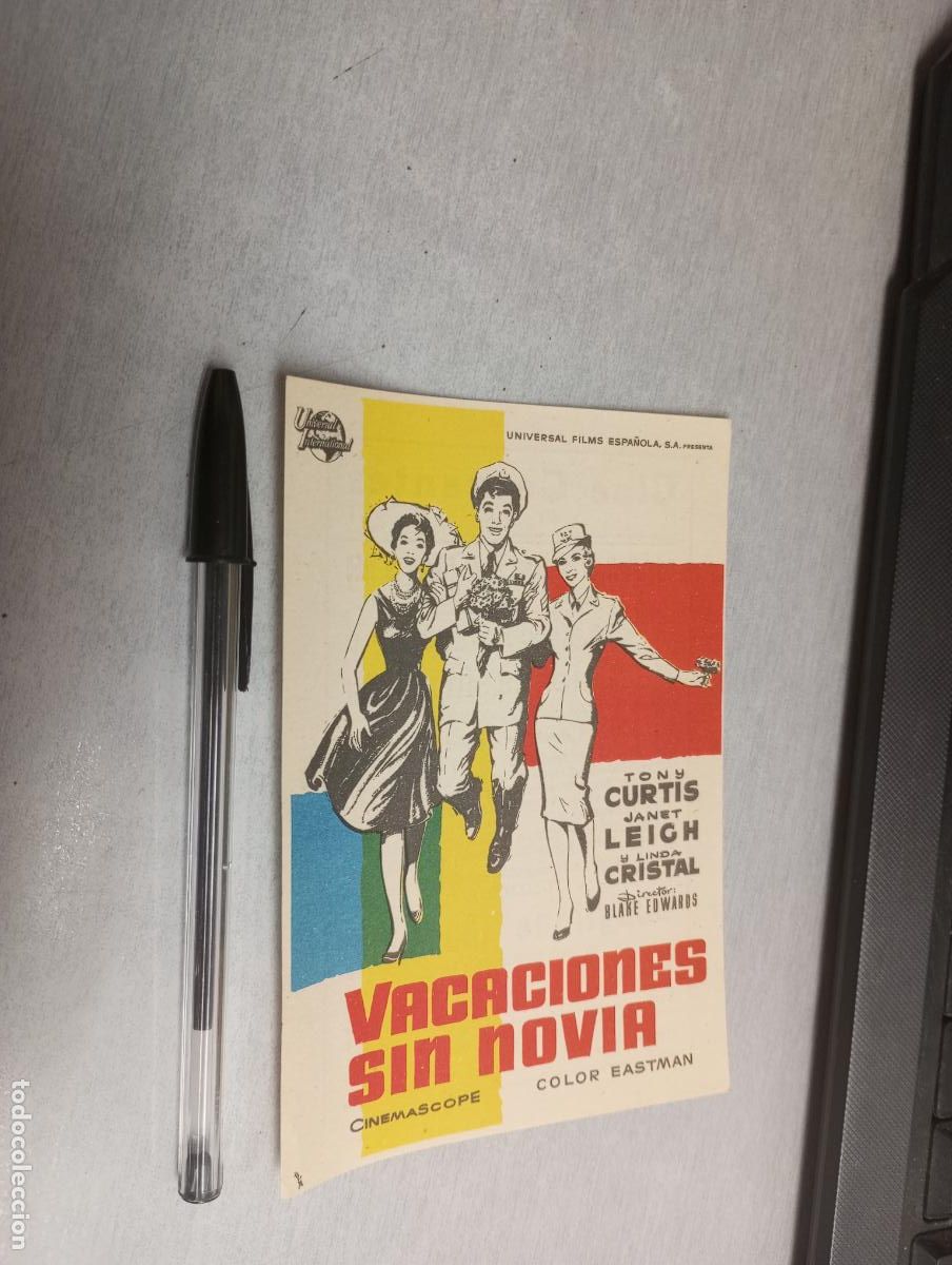 Folhetos de m&atilde;o de filmes antigos de cinema: VACACIONES SIN NOVIA / PROGRAMA SENCILLO - PUBLICIDAD CINE CERVANTES, VILLENA 1960
