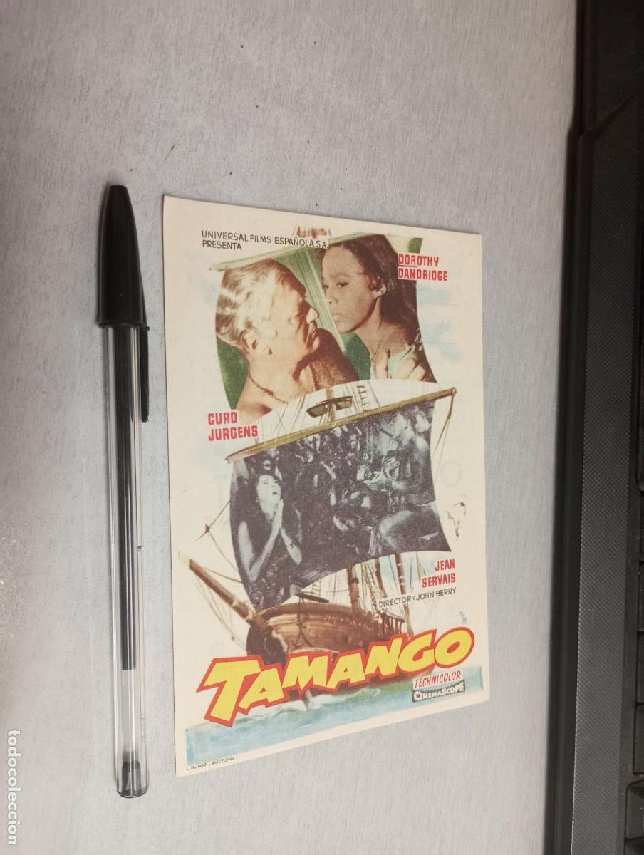 Folhetos de m&atilde;o de filmes antigos de cinema: TAMANGO / PROGRAMA SENCILLO - PUBLICIDAD CINE CERVANTES, VILLENA 1958