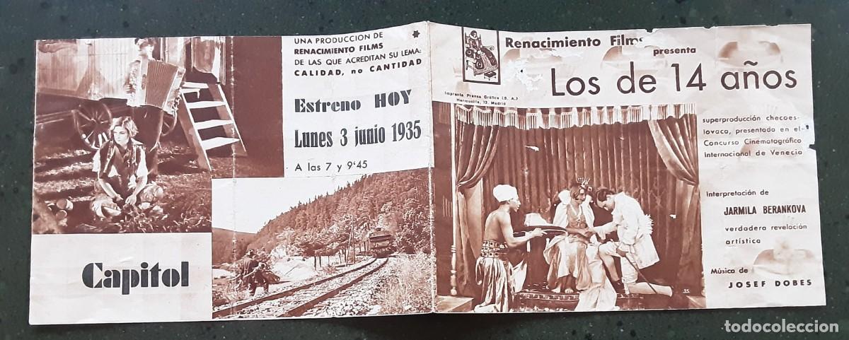 Folhetos de m&atilde;o de filmes antigos de cinema: LOS DE 14 A&Ntilde;OS, JARMILA BERANKOVA.