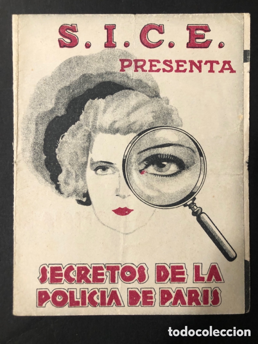 Folhetos de m&atilde;o de filmes antigos de cinema: Programa secretos de la polic&iacute;a de paris Gwili Andr&eacute; con publicidad teatro el siglo Carlet A11