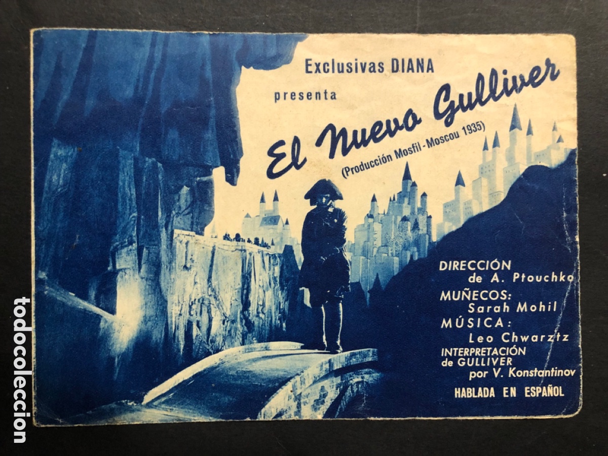 Folhetos de m&atilde;o de filmes antigos de cinema: Programa el nuevo Gulliver con publicidad cine actualidades A11