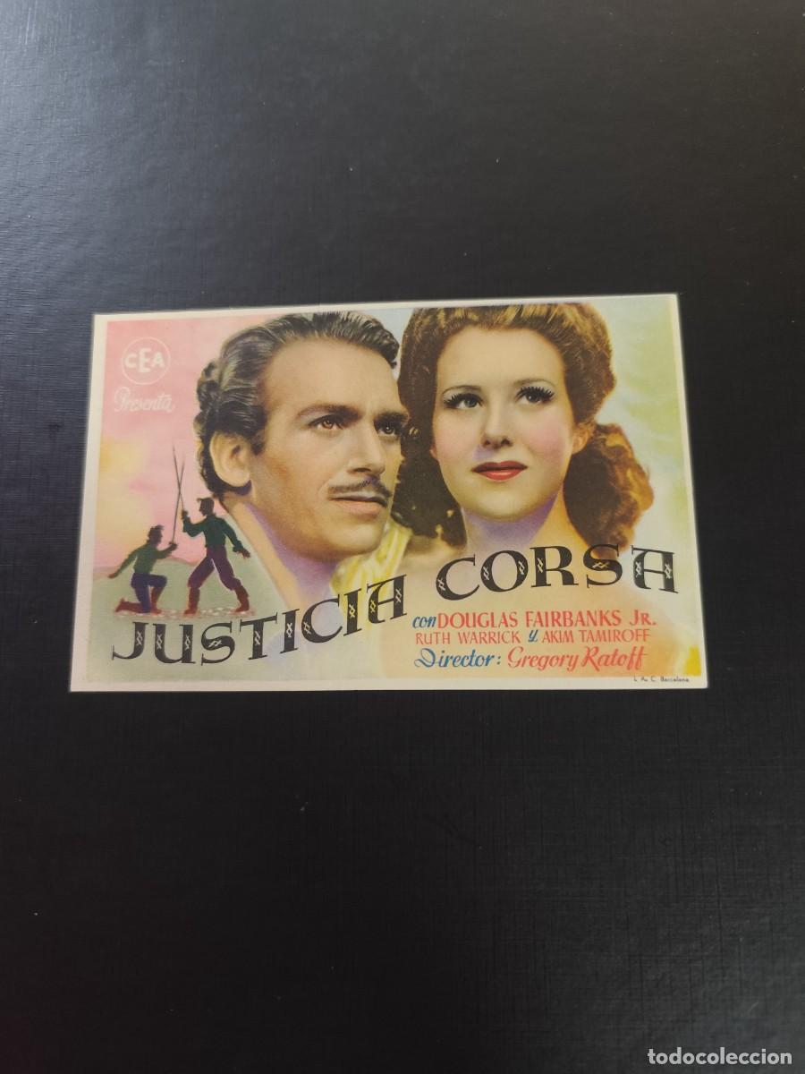 Folhetos de m&atilde;o de filmes antigos de cinema: Justicia corsa sin publicidad