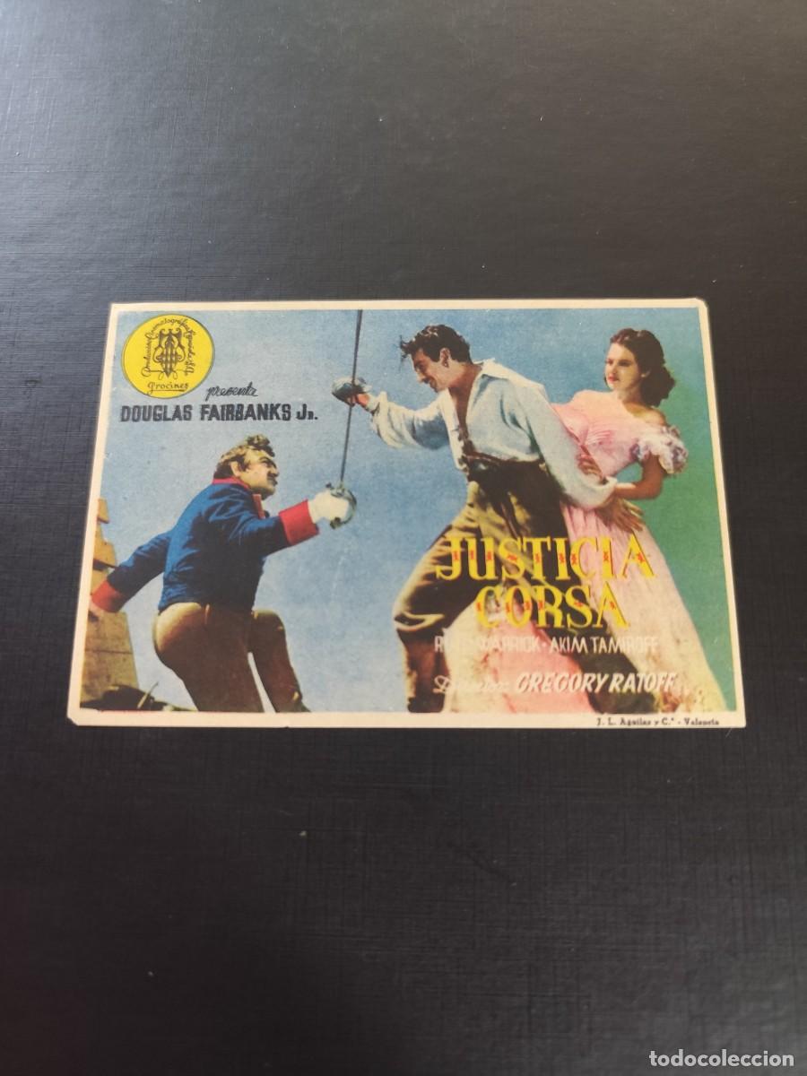 Folhetos de m&atilde;o de filmes antigos de cinema: Justicia corsa con publicidad Cinema Recreo Tarrasa