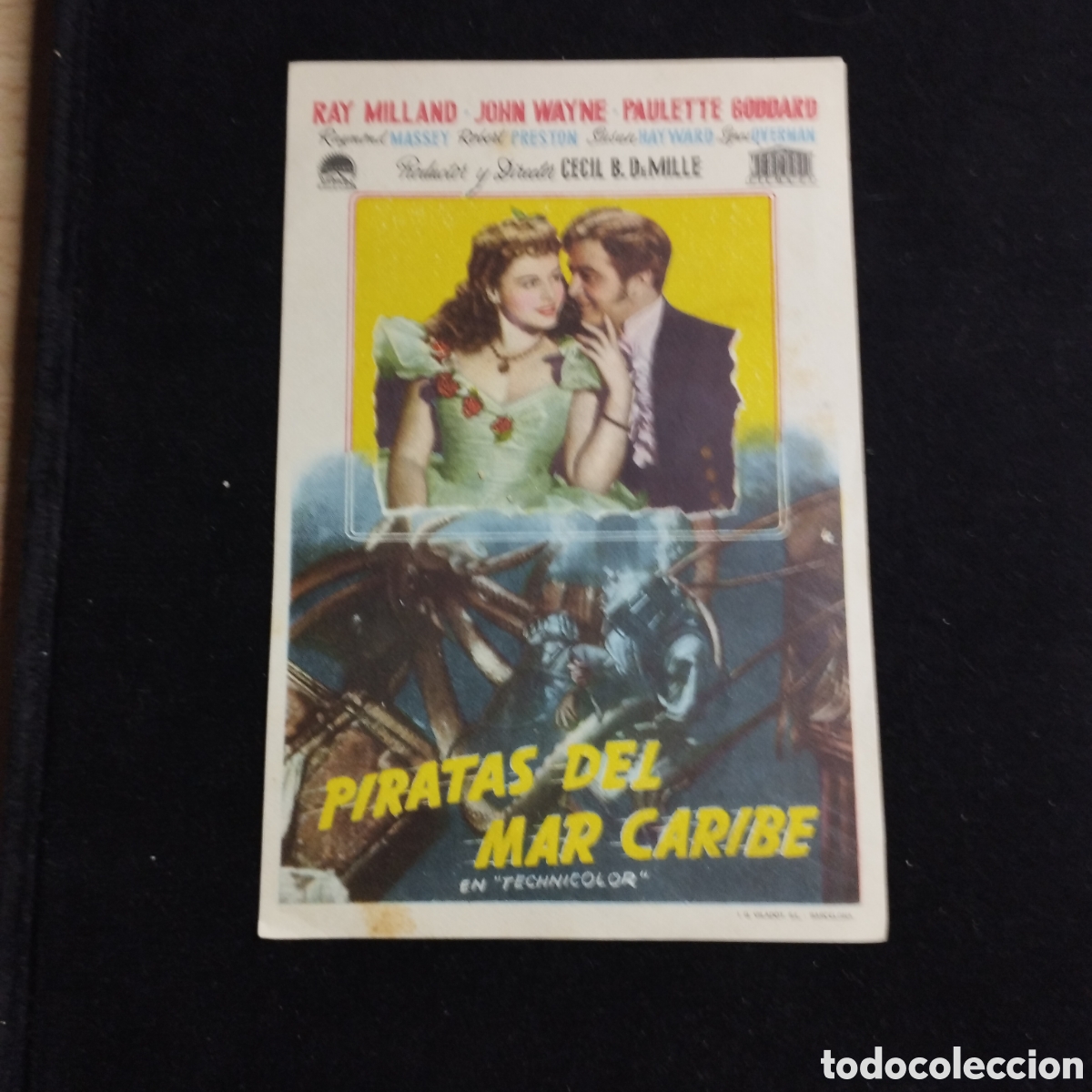 Cine: Programa de cine, sencillo. Piratas del mar Caribe. Ray Millard, John Wayne. - Foto 1