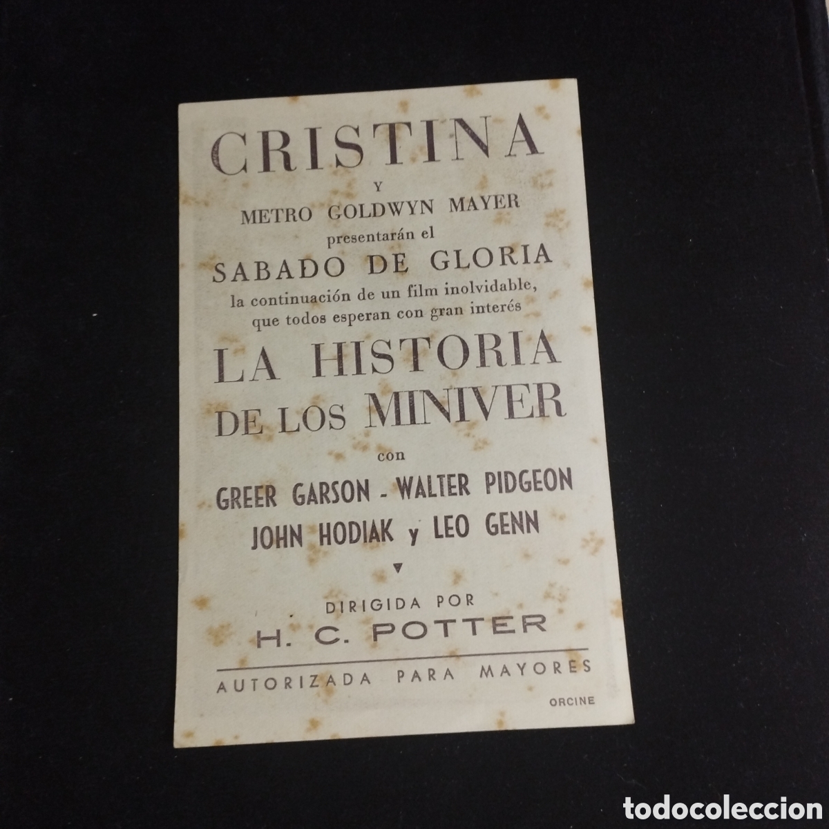 Cine: Programa de cine, sencillo. La historia de los Miniver. Greer Garson. Walter Pidgeon. - Foto 2