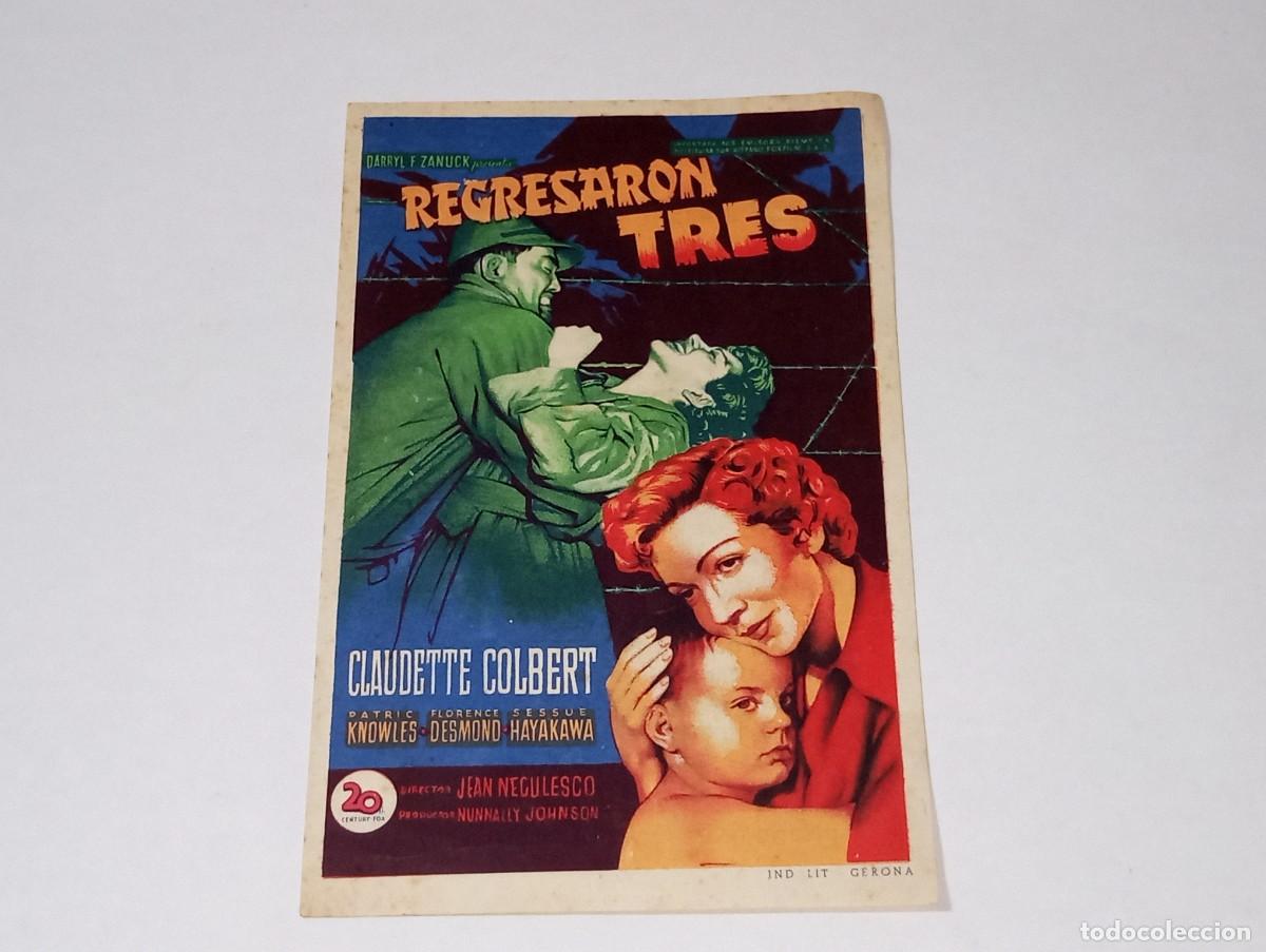 Cinema: ANTIGUO PROGRAMA DE CINE REGRESARON TRES CINE BAHIA ALICANTE A&Ntilde;O 1952 CLAUDETTE COLBERT