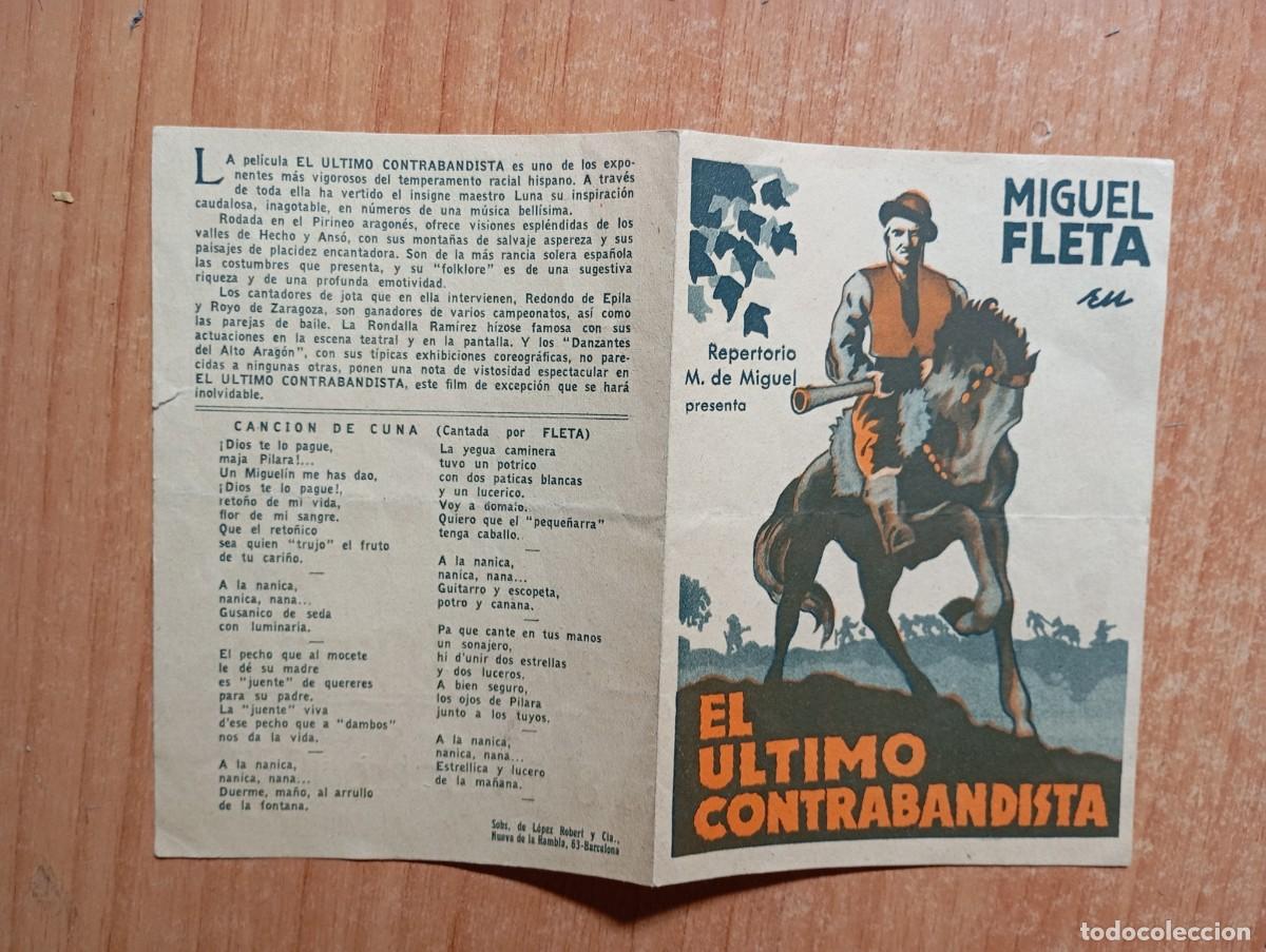  Flyers Publicitaires de films Anciens: AL3B-PROGRAMA DE CINE DE LA PELICULA---EL ULTIMO CONTRABANDISTA -