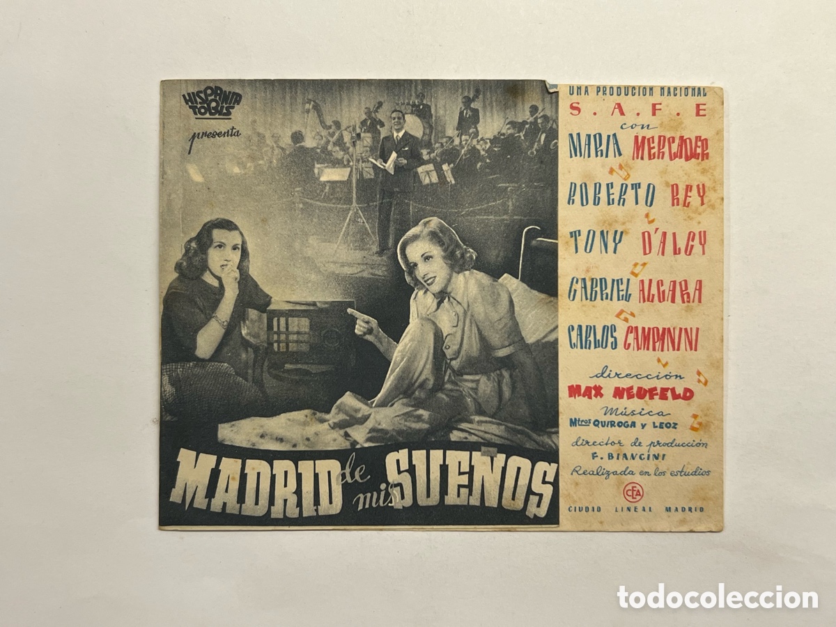 Cine: MADRID DE MIS SUE&Ntilde;OS, Programa doble con Mar&iacute;a Mercader, Roberto Rey, COMEDIA (a.1942) - Foto 1